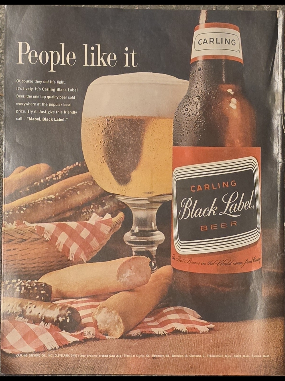Black Label Vintage-Style Beer Poster - Black, Brown, Orange, White
